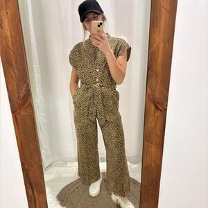 FRNCH Leopard Print Jumpsuit in Brown/Tan